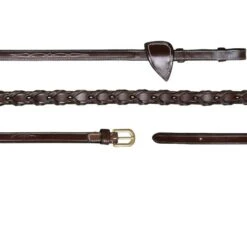 Dyon D Collection Leather Laced Reins 13mm Brown