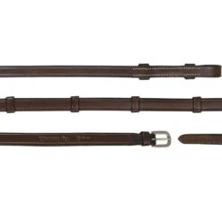 Dyon Working Collection Leather Curb Reins With 7 Leather Loops 16mm Brown