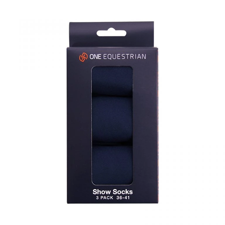 One Equestrian Show Socks Horse Riding Socks 3 Pack Blue/Grey 3 One Equestrian Show Socks Horse Riding Socks 3 Pack Blue/Grey - Image 3