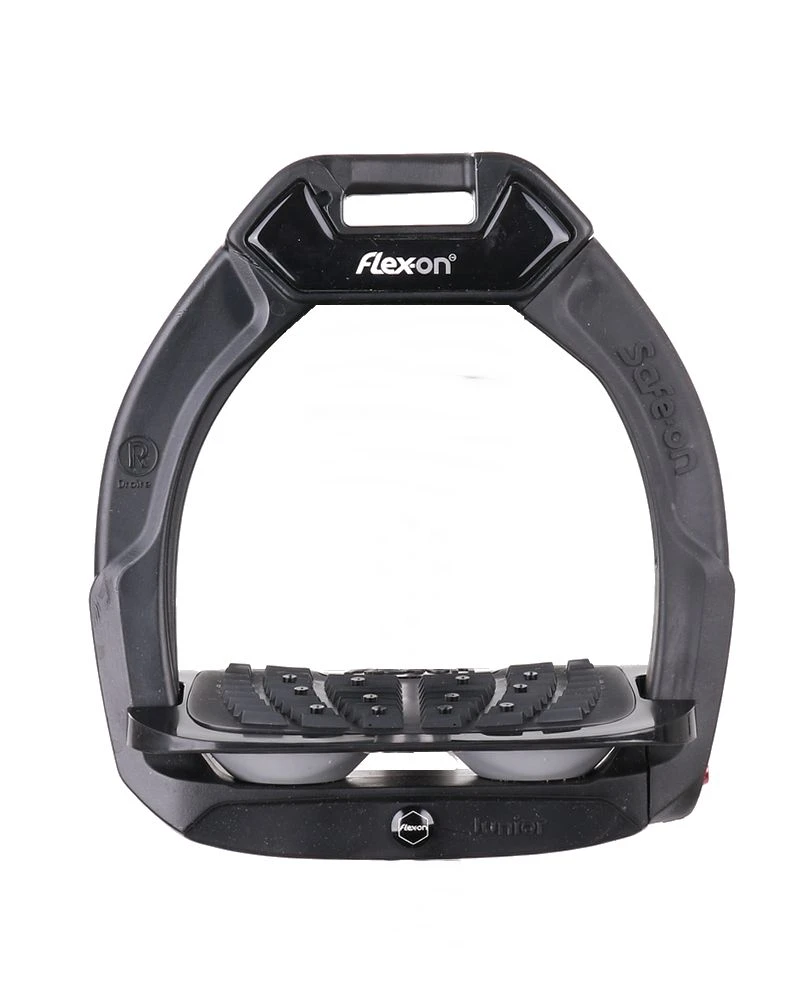 Flex-on Safe On Safety Stirrups Junior Black Grey 1 Flex-on Safe On Safety Stirrups Junior Black Grey