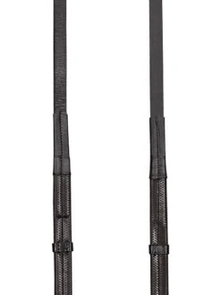Equiline Rubber Reins Leather Stoppers Black