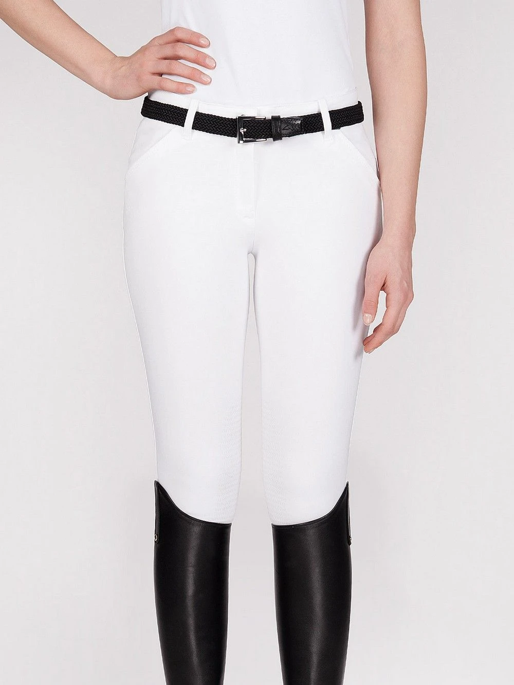 Equiline Riding Breeches Knee Grip Bice White 1 Equiline Riding Breeches Knee Grip Bice White