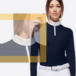 RG Competition Shirt Long Sleeve Zipper Ladies Navy -Equestrian Supplies Store RGpostprodotto1